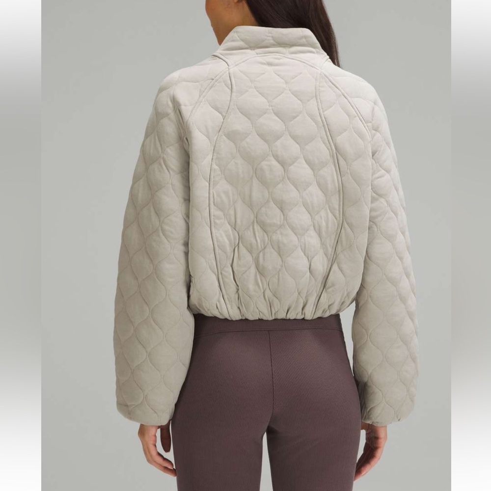 Lululemon Quilted Bomber Jacket Riverstone Size 8 - Picture 3 of 9